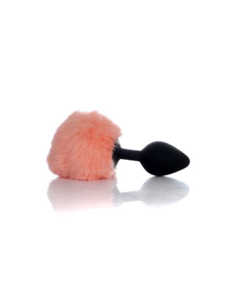 Анальна пробка - Bunny Tail Silicone Black Plug Peach