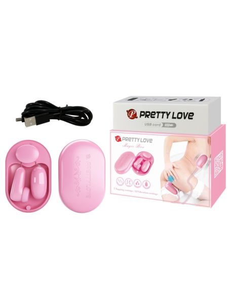 Віброяйце з стимулятором - Pretty Love Magic Box, 12 vibration settings, 7 taping settings