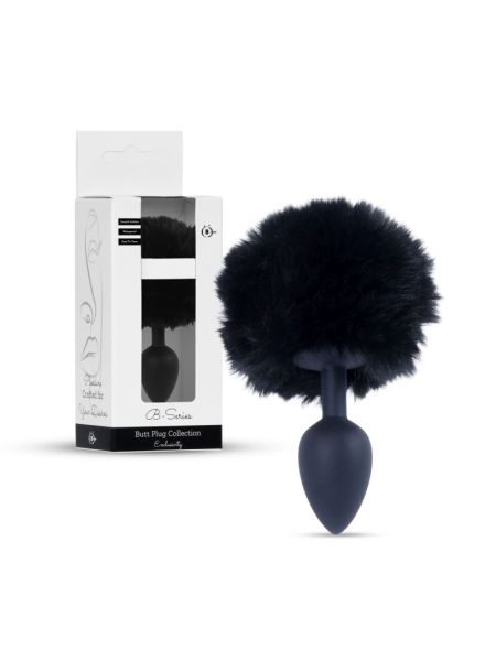 Анальна пробка - Bunny Tail Silicone Black Plug Black