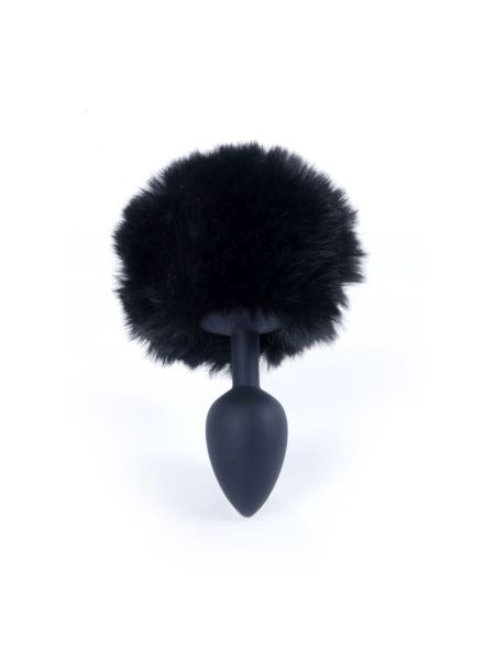Анальна пробка - Bunny Tail Silicone Black Plug Black