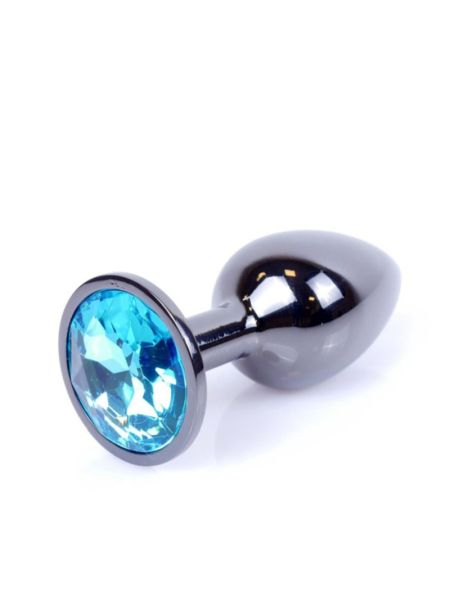 Анальна пробка - Jewellery Dark Silver PLUG- Light Blue