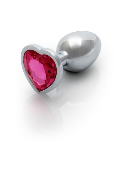 Анальна пробка - Ouch! Metal Butt Plug Small Silver/Rubellite Pink