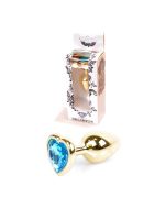 Анальна пробка - Jewellery Gold Heart Plug Light Blue
