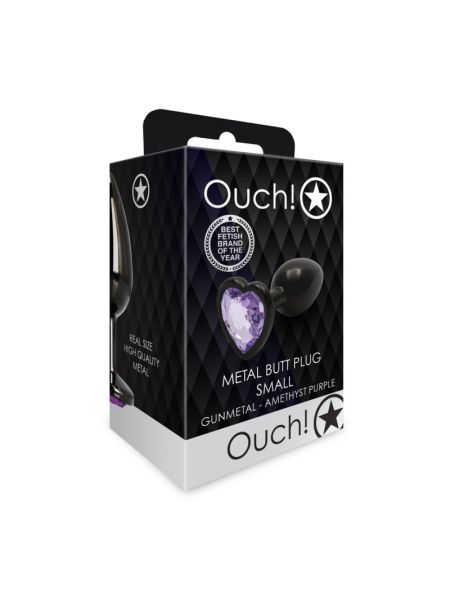 Анальна пробка - Ouch! Metal Butt Plug Small Gunmetal/Amethyst Purple