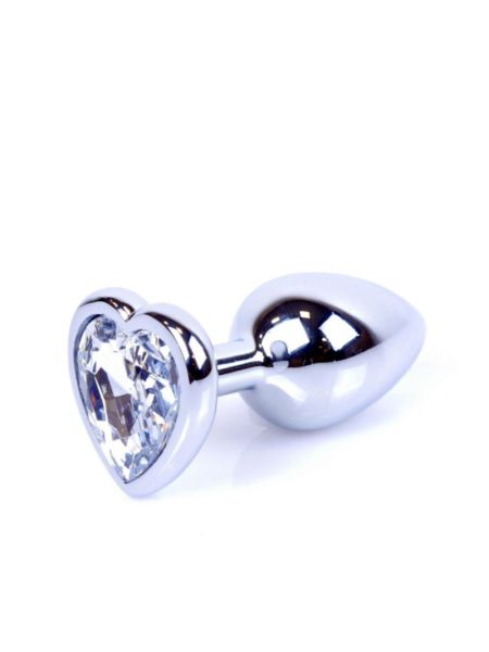 Анальна пробка - Jewellery Silver Heart Plug Clear