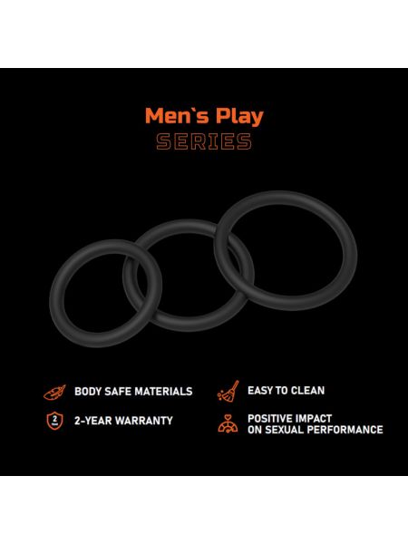 Ерекційні кільця - Erospace Men’s Play Set Of 3 Cock Rings B7