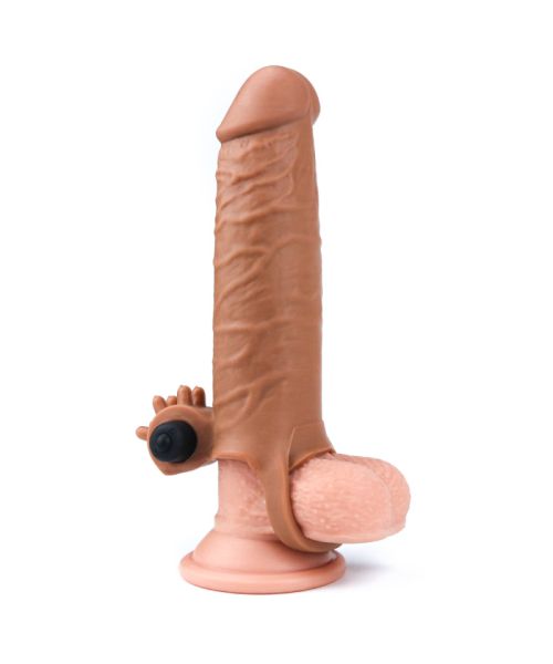 Насадка на член - Pleasure X-Tender Vibrating Penis Sleeve Add 2" Brown