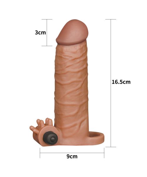 Насадка на член - Pleasure X-Tender Vibrating Penis Sleeve Add 2" Brown