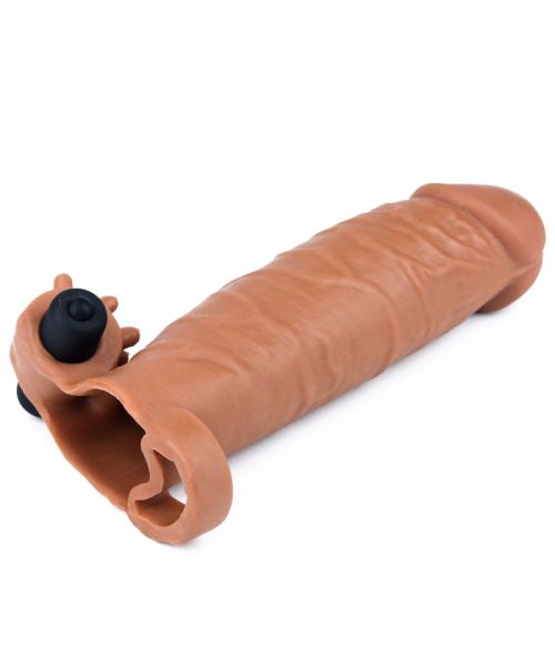 Насадка на член - Pleasure X-Tender Vibrating Penis Sleeve Add 2" Brown
