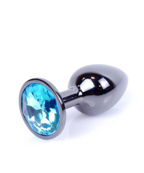 Анальна пробка - Jewellery Dark Silver PLUG- Light Blue