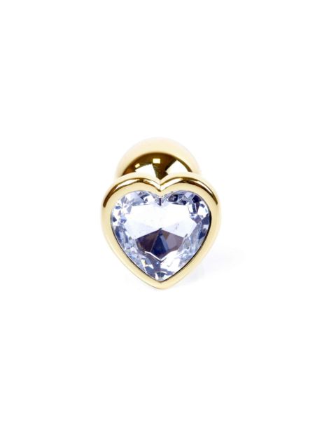 Анальна пробка - Jewellery Gold Heart Plug Clear