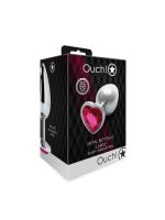 Анальна пробка - Ouch! Metal Butt Plug Large Silver/Rubellite Pink