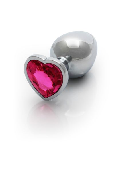 Анальна пробка - Ouch! Metal Butt Plug Large Silver/Rubellite Pink