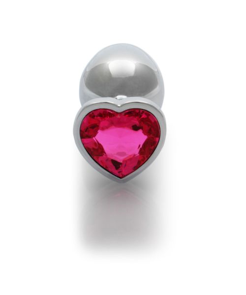 Анальна пробка - Ouch! Metal Butt Plug Large Silver/Rubellite Pink
