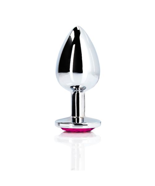 Анальна пробка - Ouch! Metal Butt Plug Large Silver/Rubellite Pink