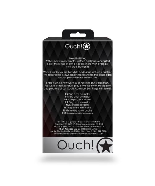 Анальна пробка - Ouch! Metal Butt Plug Large Silver/Rubellite Pink