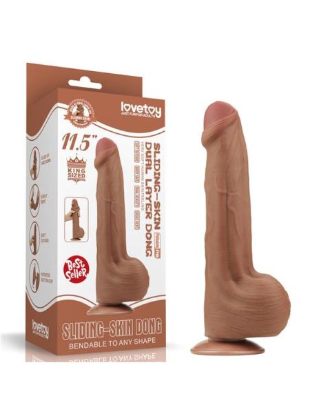 Фалоімітатор - Sliding-Skin Dual Layer Dong 11.5" Brown