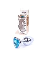 Анальна пробка - Jewellery Silver Heart Plug Light Blue
