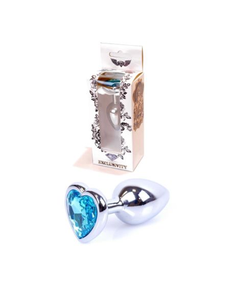 Анальна пробка - Jewellery Silver Heart Plug Light Blue