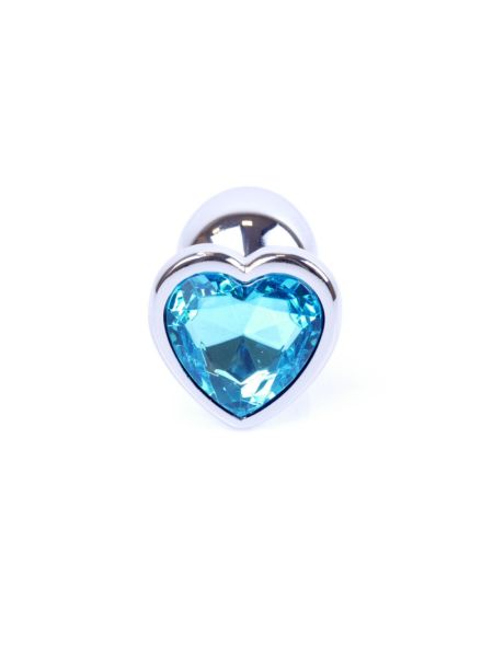 Анальна пробка - Jewellery Silver Heart Plug Light Blue