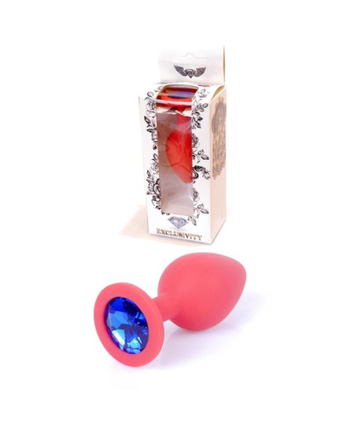 Анальна пробка - Jewellery Silicone Red Plug M Blue