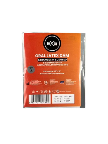 Латексна серветка для орального сексу - EXS Oral Latex Dam Strawberry Scented