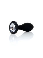 Анальна пробка - Jewellery Silicone Black Plug L Clear