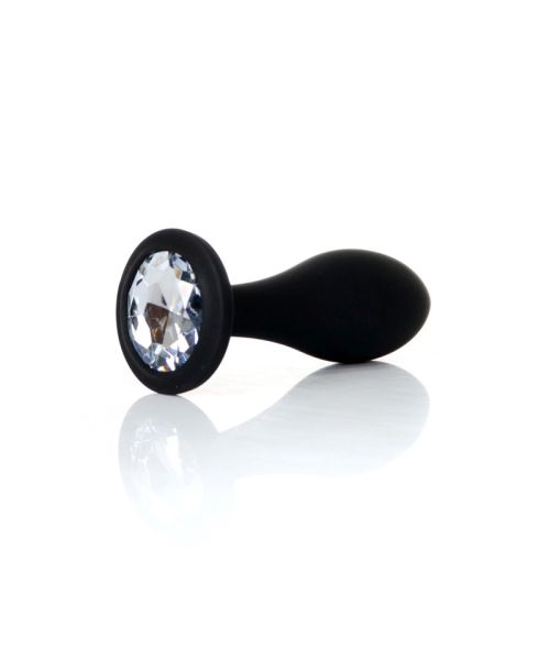 Анальна пробка - Jewellery Silicone Black Plug L Clear