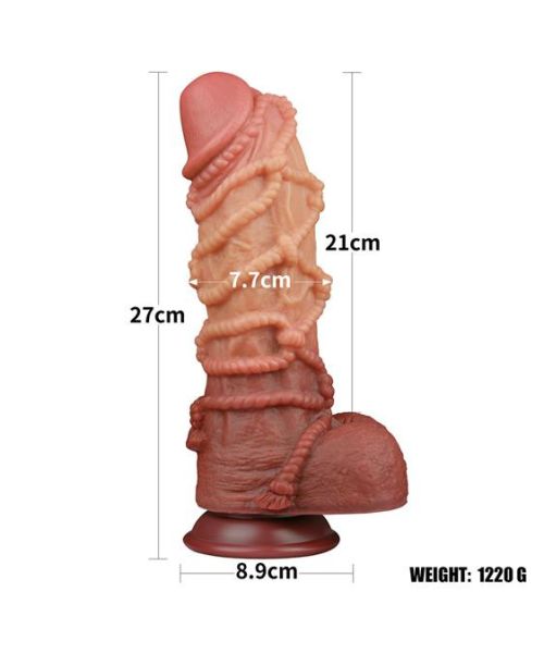 Фалоімітатор - Dual-Layered Silicone Cock With Rope 10.5" Flesh
