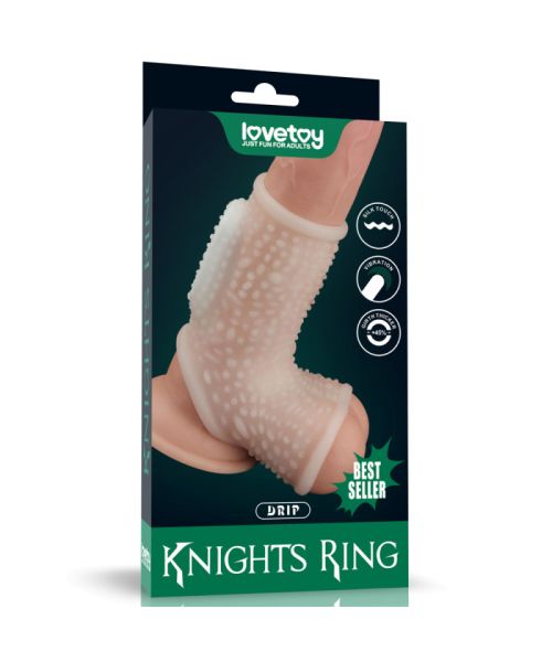 Насадка на член - Vibrating Drip Knights Ring With Scrotum Sleeve White