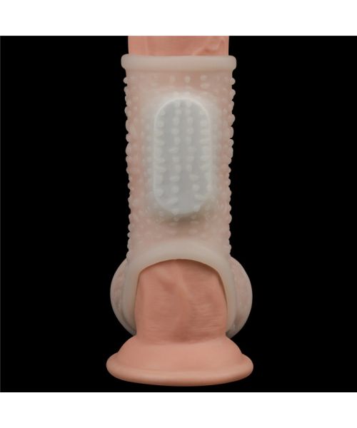 Насадка на член - Vibrating Drip Knights Ring With Scrotum Sleeve White