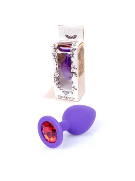 Анальна пробка - Jewellery Silicone Purple Plug M Red