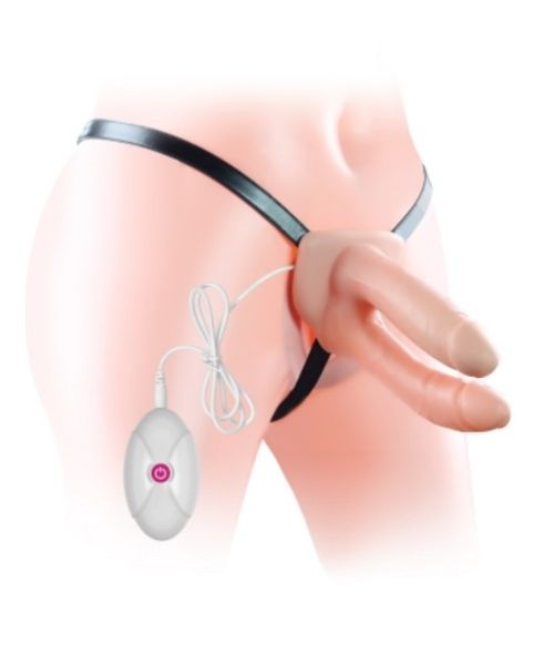 Страпон для подвійного проникнення - Vibrating Unisex Hollow Double Penetration 6"