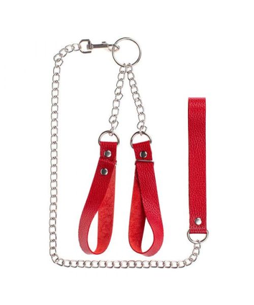 Наручники з повідцем Gentle Hold Red
