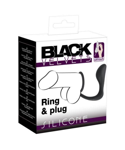 Ерекційне кільце з анальною пробкою - Black Velvets Ring & Plug