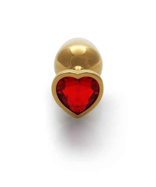 Анальна пробка - Ouch! Metal Butt Plug Small Gold/Ruby Red