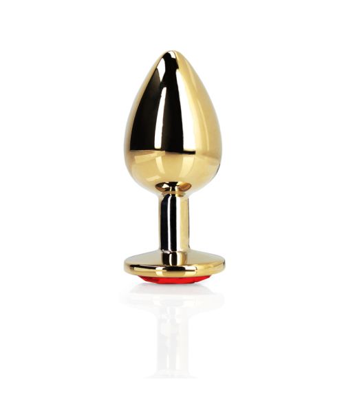 Анальна пробка - Ouch! Metal Butt Plug Small Gold/Ruby Red