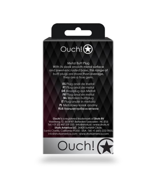 Анальна пробка - Ouch! Metal Butt Plug Small Gold/Ruby Red
