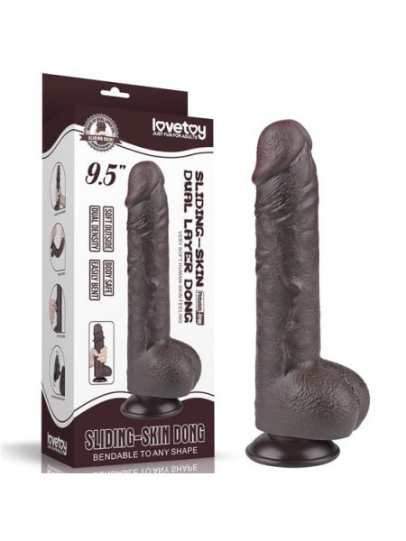 Фалоімітатор - Sliding-Skin Dual Layer Dong 9.5" Black