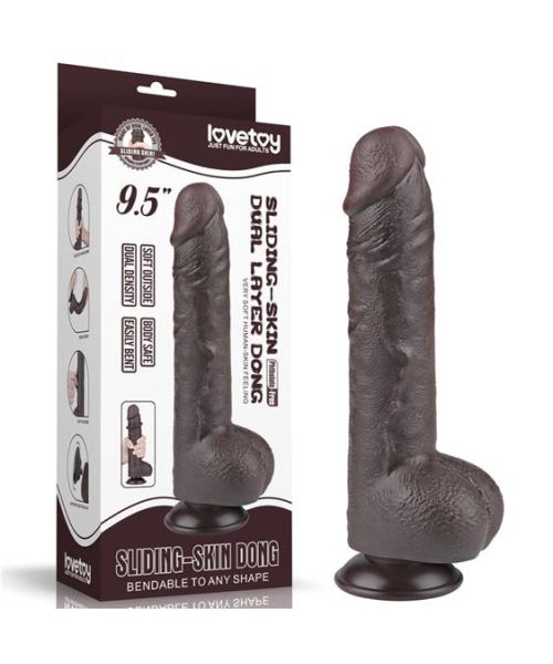 Фалоімітатор - Sliding-Skin Dual Layer Dong 9.5" Black