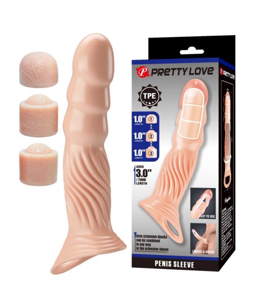 Насадка на член - Pretty Love Adjustable Penis Sleeve Extender 3.0"