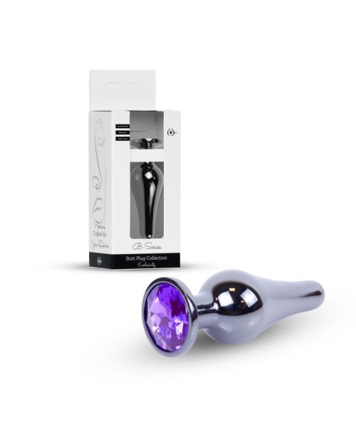 Анальна пробка - Jewellery Dark Silver BUTT PLUG- Purple