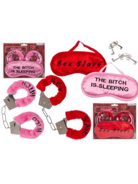 Плюшеві наручники та маска для очей Wild Bitch Pink