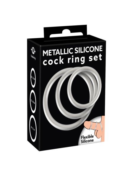 Набір ерекційних кілець - Metallic Silicone Cock Ring Set