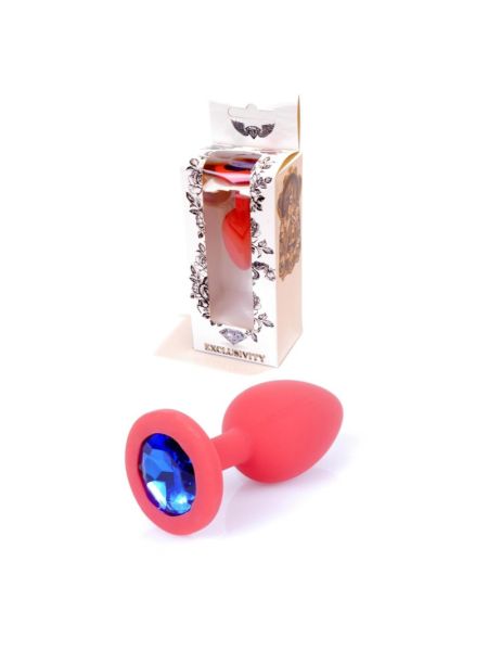 Анальна пробка - Jewellery Silicone Red Plug S Blue