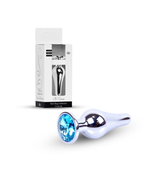 Анальна пробка - Jewellery Silver Long Plug Light Blue