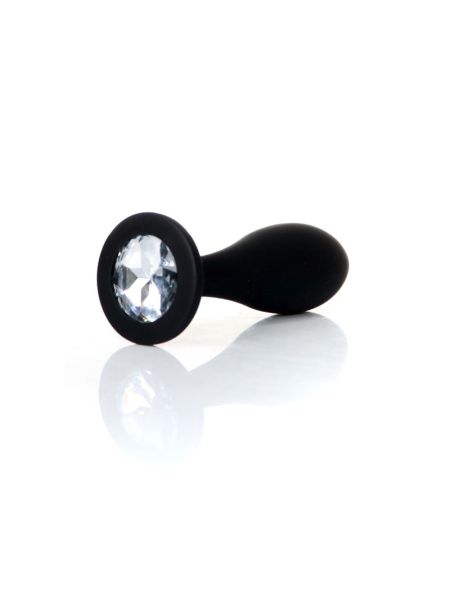 Анальна пробка - Jewellery Silicone Black Plug M Clear