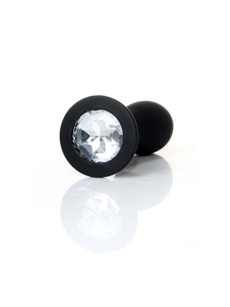 Анальна пробка - Jewellery Silicone Black Plug M Clear