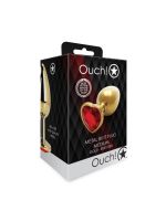 Анальна пробка - Ouch! Metal Butt Plug Medium Gold/Ruby Red