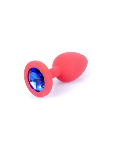 Анальна пробка - Jewellery Silicone Red Plug S Blue
